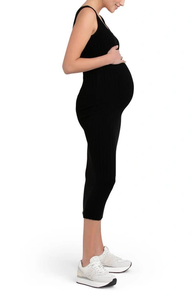 Ripe Maternity Faye Nursing Rib Knit Dress Black In Black