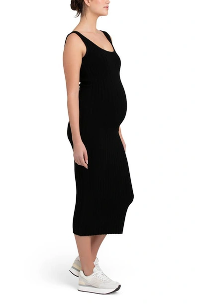 Ripe Maternity Faye Nursing Rib Knit Dress Black In Black