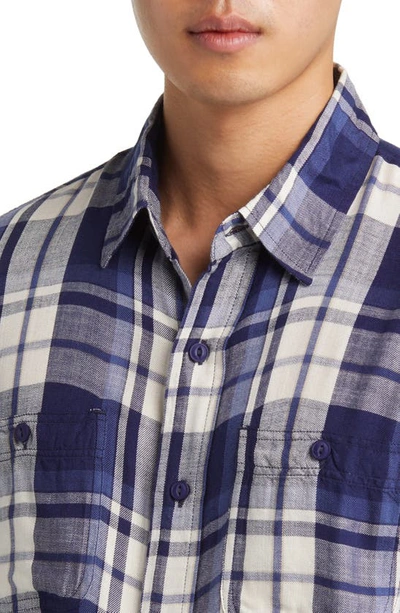 Shop Schott Nyc Plaid Button-up Work Shirt In Blue