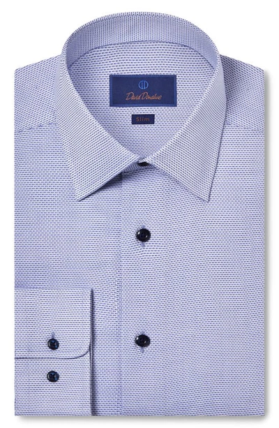 Shop David Donahue Slim Fit Micro Dobby Cotton Dress Shirt In Blue