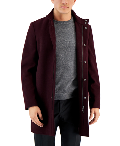 Shop Calvin Klein Men's Mayden Slim-fit Overcoat In Burgundy