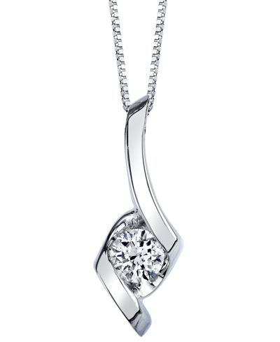 Shop Sirena Diamond Solitaire Swirl 18" Pendant Necklace (3/8 Ct. T.w.) In 14k Gold In White Gold