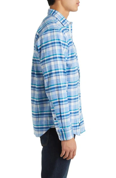 Shop Tommy Bahama Leid Back Plaid Flannel Shirt Jacket In Mountain Bluebell