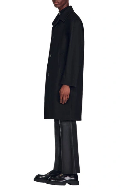 Shop Sandro Mac Wool Blend Coat In Black