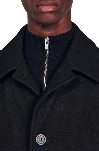 Shop Sandro Mac Wool Blend Coat In Black