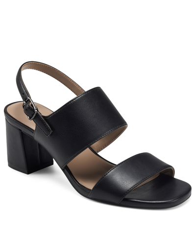 Shop Aerosoles Women's Emmex Heel Dress Sandals In Black - Faux Suede
