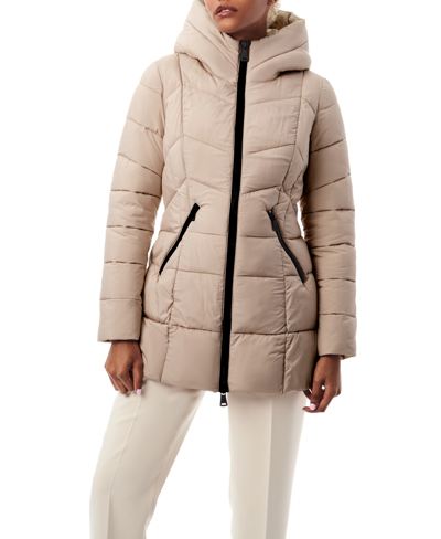 Shop Bernardo Women's Mid-length Puffer Jacket In Frappe