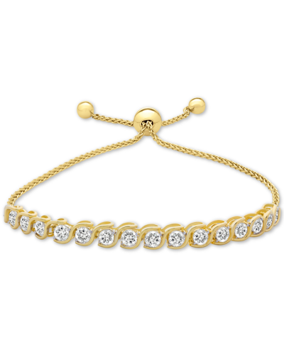 Macy's Lab-created White Sapphire Bolo Bracelet (3-7/8 Ct. T.w.) In Sterling Silver In Gold