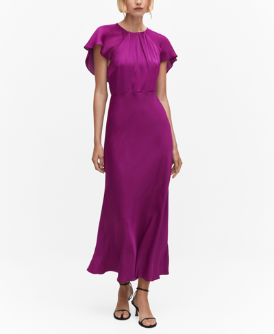 Shop Mango Women's Back Detail Satin Dress In Purple