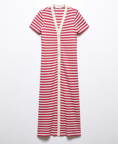 Shop Mango Women's Striped Jersey Dress In Fuchsia