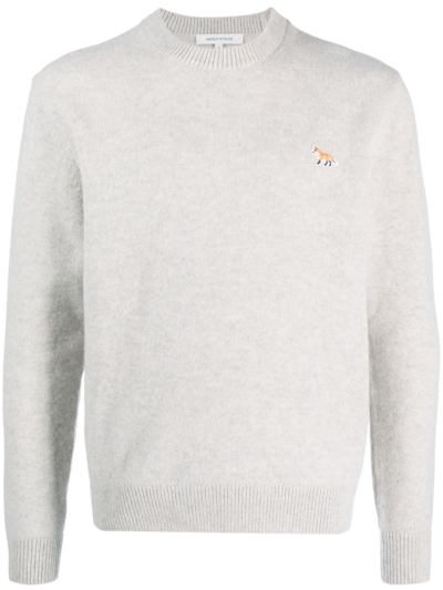 Shop Maison Kitsuné Baby Fox Wool Sweater - Men's - Wool In Grey