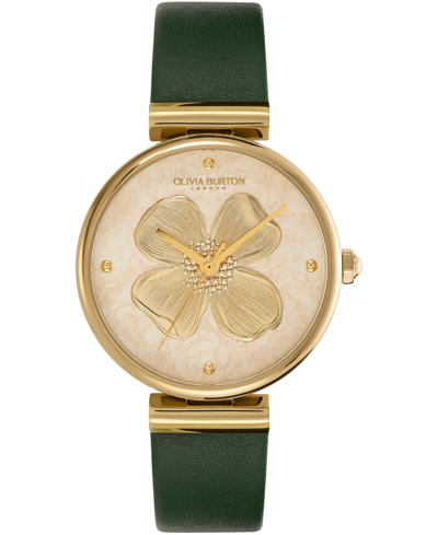 Shop Olivia Burton Women's Dogwood Green Leather Watch 36mm