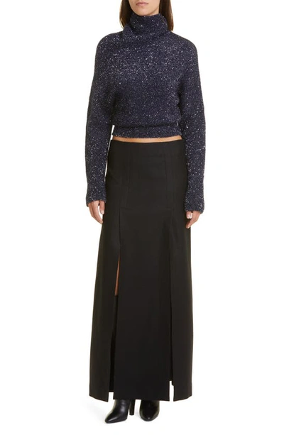 Shop Proenza Schouler Double Slit Wool Blend Maxi Skirt In Black