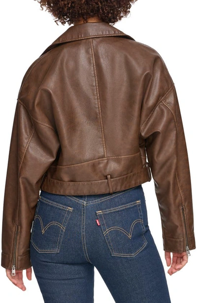 Shop Levi's Faux Leather Moto Jacket In Saddle
