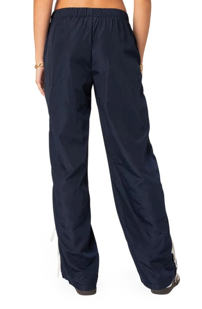 Shop Edikted Remy Tie Detail Track Pants In Navy