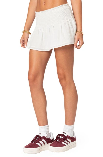 Edikted Camellia Scrunched Cotton Miniskirt In White