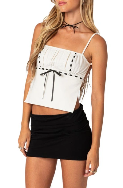 Edikted Embroidered Ribbon Trim Open Back Camisole In White