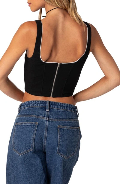 Edikted Sailor Piped Corset Tank In Black