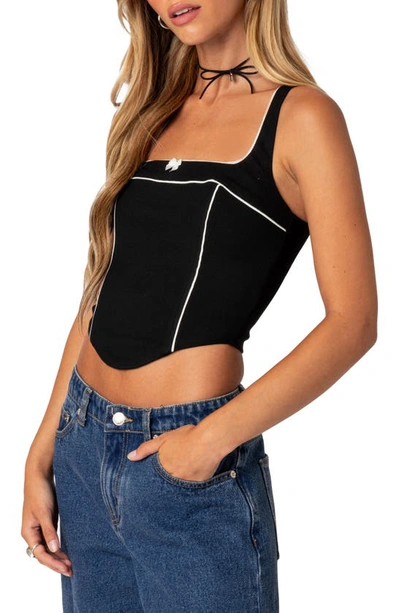 Edikted Sailor Piped Corset Tank In Black
