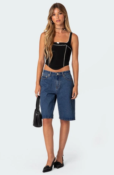 Edikted Sailor Piped Corset Tank In Black