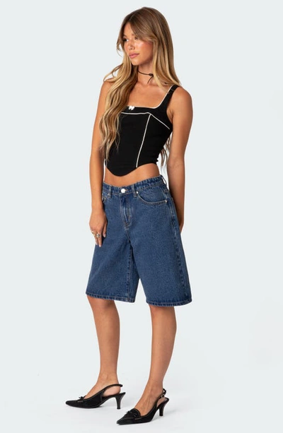 Edikted Sailor Piped Corset Tank In Black