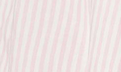 Shop Edikted Pinstripe Oversize Button-up Blouse In Pink