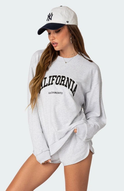 Edikted California Oversize Sweatshirt In Gray-melange