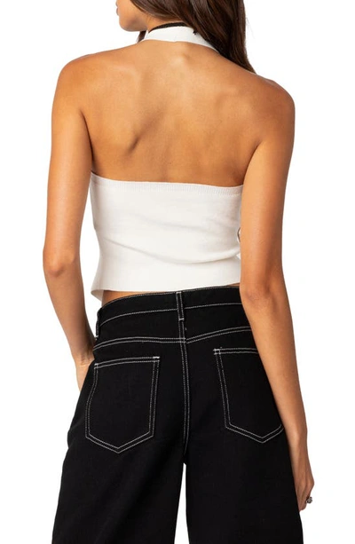 Edikted Sculpt Split Front Halter Top In Cream
