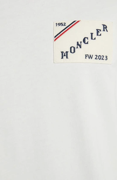 Shop Moncler Embroidered Logo Patch Long Sleeve T-shirt In Bright White