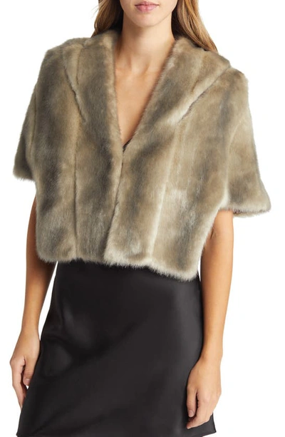 Shop Eliza J Faux Fur Capelet In Grey