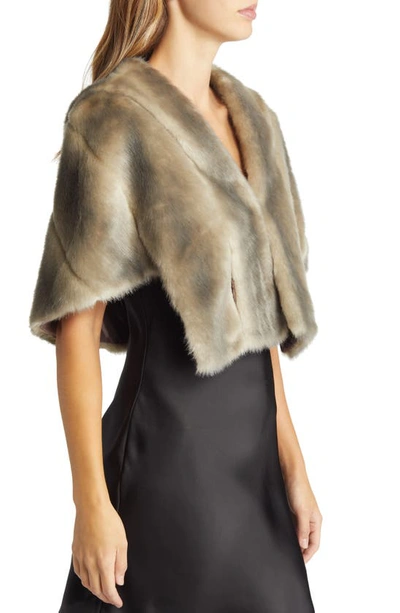 Eliza J Faux Fur Capelet In Grey