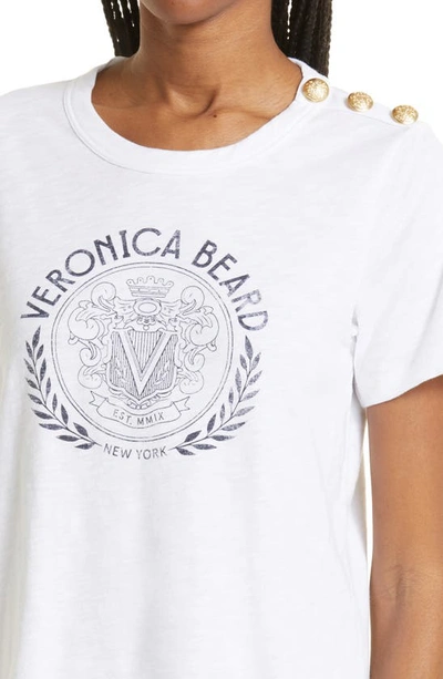 Shop Veronica Beard Carla Logo Graphic T-shirt In White Navy