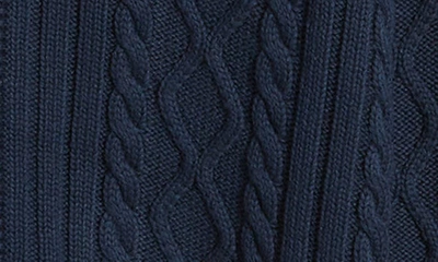 Shop Schott Cable Stitch Cotton Cardigan In Navy