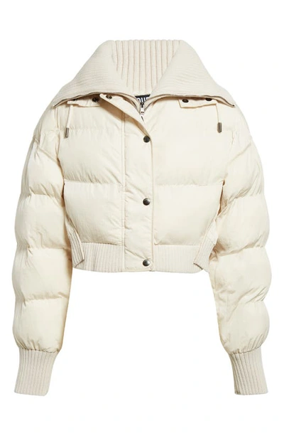 Shop Jacquemus La Doudoune Caraco Crop Puffer Jacket In Off-white