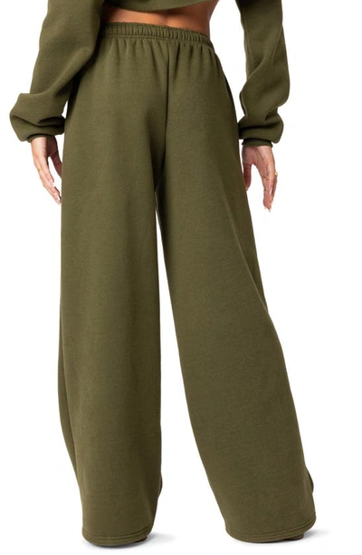 Edikted Brenna Low Rise Wide Sweatpants In Olive