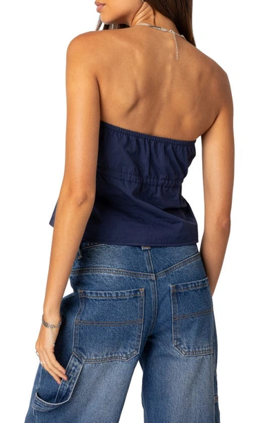 Edikted Reva Strapless Cotton Top In Navy