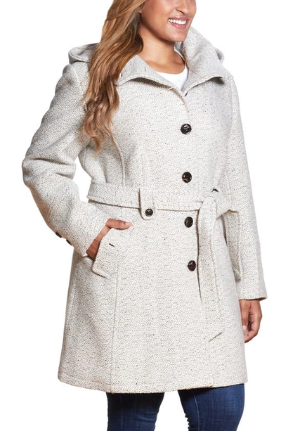 Shop Gallery Belted Hooded Coat In Oatmeal