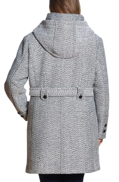 Shop Gallery Belted Hooded Coat In Black/white