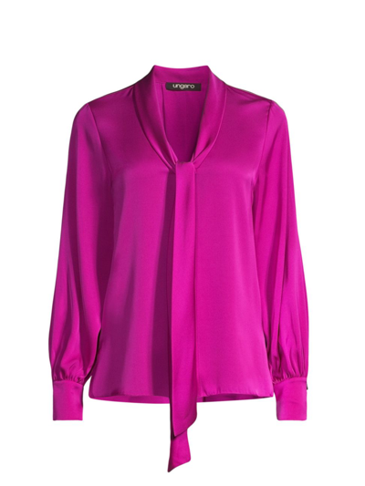 Shop Ungaro Women's Ella Silk-blend Tie-neck Blouse In Bright Violet