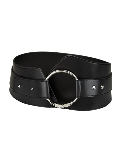 Shop Versace Women's Faux Leather Ring Belt In Black