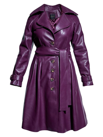 Shop As By Df Women's Darcy Recycled Leather Trench Dress In Plum Wine