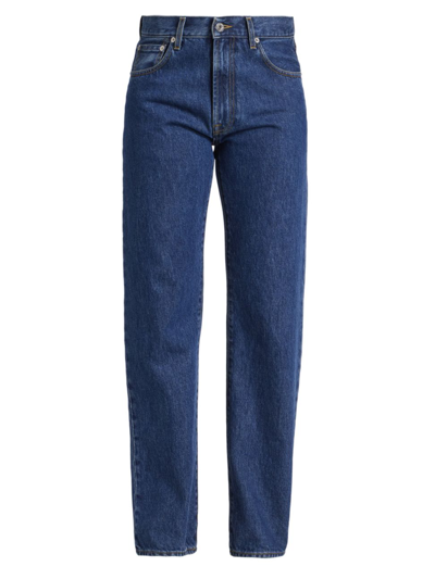 Shop Jw Anderson Women's Anchor Straight-leg Mid-rise Jeans In Indigo