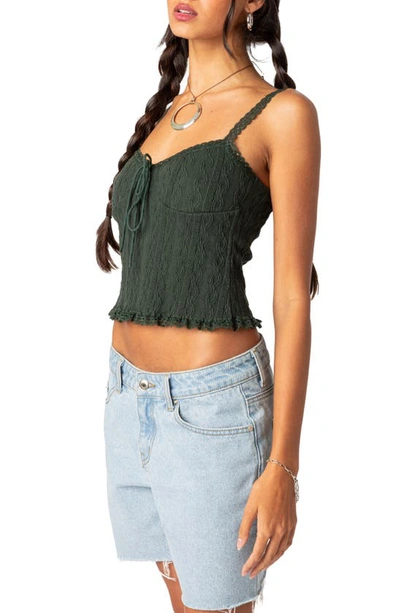 Edikted Lacey Knit Tank In Olive
