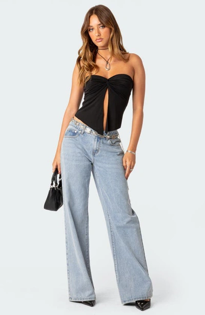 Edikted Twisted Split Front Tube Top In Black