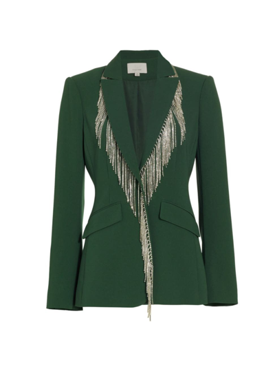 Shop Cinq À Sept Women's Cheyenne Fringe Embellished Blazer In Dark Emerald