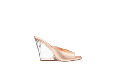 Shop Stuart Weitzman Tia 100 Lucite Wedge The Sw Outlet In Rose Gold