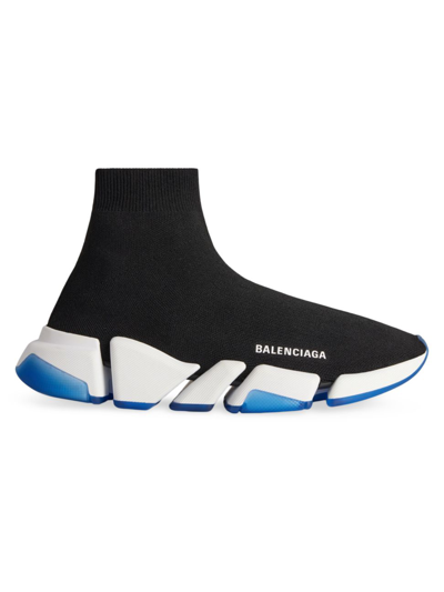 Shop Balenciaga Men's Speed 2.0 Clear Sole Recycled Knit Sneakers In Black