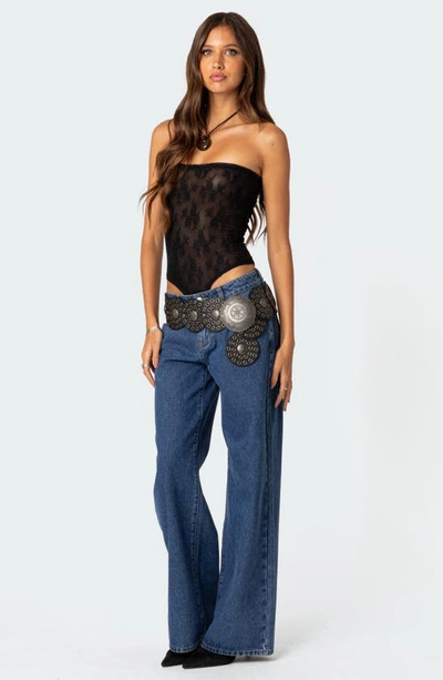 Edikted Women's Alina Sheer Lace Bodysuit In Black