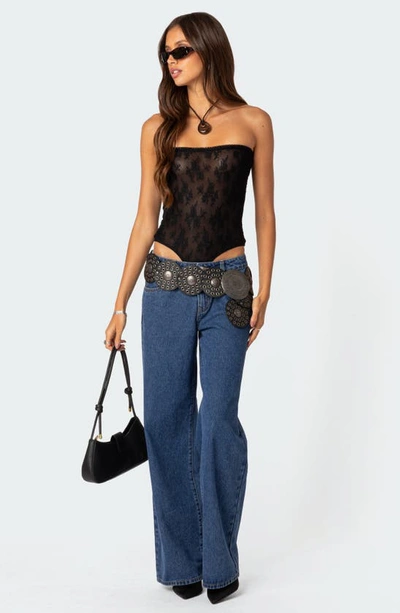 Edikted Women's Alina Sheer Lace Bodysuit In Black