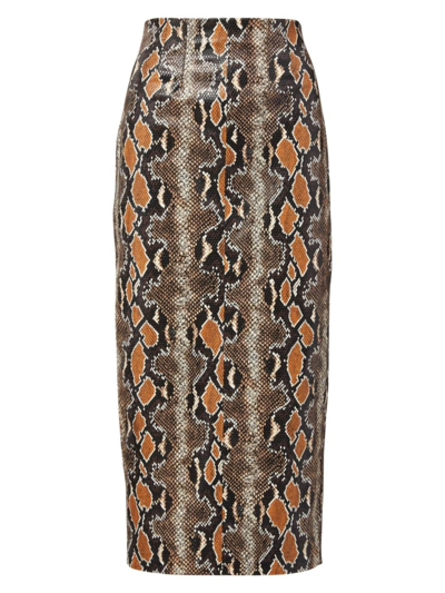 Shop Veronica Beard Women's Kaliyah Snakeskin-print Faux Leather Pencil Skirt In Khaki Multi